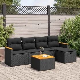 Set de sofás de jardín 6 piezas y cojines ratán sintético negro by , Garden sets - Ref: Foro24-3325905, Price: 368,83 €, Disc...