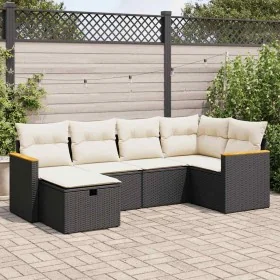Set of 6-piece garden sofas and cushions synthetic rattan black by , Garden sets - Ref: Foro24-3325913, Price: 364,94 €, Disc...