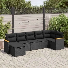 Set of 7 garden sofas with cushions synthetic rattan black by , Garden sets - Ref: Foro24-3325926, Price: 444,86 €, Discount: %