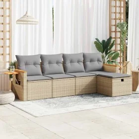 Juego de sofás jardín con cojines 5 pzas ratán sintético beige by , Garden sets - Ref: Foro24-3325958, Price: 322,62 €, Disco...