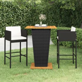3-piece garden bar furniture set and black synthetic rattan cushions by vidaXL, Garden sets - Ref: Foro24-3094802, Price: 358...