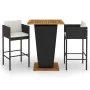 3-piece garden bar furniture set and black synthetic rattan cushions by vidaXL, Garden sets - Ref: Foro24-3094802, Price: 358...