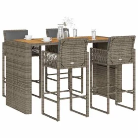 Gartenbar-Set mit 5 Stück Kissen synthetisches Rattan Akaziengrau von , Gartensets - Ref: Foro24-3328903, Preis: 661,17 €, Ra...