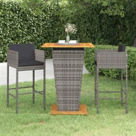 3-teiliges Garten-Barmöbel-Set und graue synthetische Rattankissen von vidaXL, Gartensets - Ref: Foro24-3094803, Preis: 364,1...