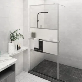 Shower screen with ESG glass shelf chrome aluminum 90x195 cm by , Shower walls and screens - Ref: Foro24-3185496, Price: 198,...