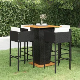 5-teiliges Gartenbar-Set und schwarze synthetische Rattankissen von vidaXL, Gartensets - Ref: Foro24-3094804, Preis: 495,83 €...
