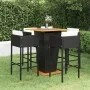 5-teiliges Gartenbar-Set und schwarze synthetische Rattankissen von vidaXL, Gartensets - Ref: Foro24-3094804, Preis: 497,90 €...