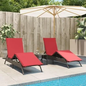 Tumbonas con mesita 2 unidades ratán sintético marrón by , Loungers - Ref: Foro24-4002717, Price: 312,89 €, Discount: %