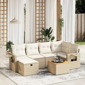 Set sofás de jardín 7 piezas y cojines ratán sintético beige by , Garden sets - Ref: Foro24-3264950, Price: 491,48 €, Discoun...