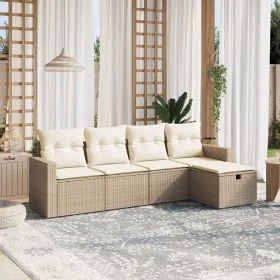 Juego de sofás jardín con cojines 5 pzas ratán sintético beige by , Garden sets - Ref: Foro24-3263464, Price: 343,65 €, Disco...