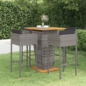 Garden bar furniture set 5 pieces and gray synthetic rattan cushions by vidaXL, Garden sets - Ref: Foro24-3094805, Price: 505...
