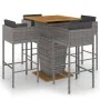 Garden bar furniture set 5 pieces and gray synthetic rattan cushions by vidaXL, Garden sets - Ref: Foro24-3094805, Price: 505...