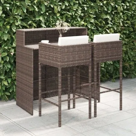 3-piece garden bar set and brown synthetic rattan cushions by vidaXL, Garden sets - Ref: Foro24-3094806, Price: 349,42 €, Dis...