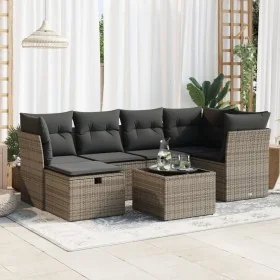 Set de sofás de jardín 7 pzas con cojines ratán sintético gris by , Garden sets - Ref: Foro24-3325296, Price: 415,43 €, Disco...