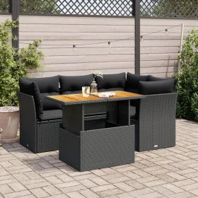 Set de muebles de jardín 5 pzas y cojines ratán sintético negro by , Garden sets - Ref: Foro24-3326918, Price: 376,61 €, Disc...
