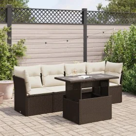 Set comedor de jardín 5 piezas y cojines ratán sintético marrón by , Garden sets - Ref: Foro24-3326094, Price: 369,24 €, Disc...
