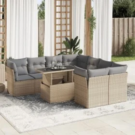 Set de sofás de jardín con cojines 9 pzas ratán sintético beige by , Garden sets - Ref: Foro24-3326130, Price: 626,36 €, Disc...