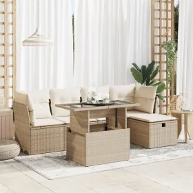 Juego de sofás jardín con cojines 6 pzas ratán sintético beige by , Garden sets - Ref: Foro24-3326139, Price: 440,60 €, Disco...