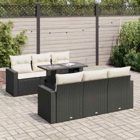 Set de sofás de jardín 7 pzas con cojines ratán sintético negro von , Gartensets - Ref: Foro24-3326257, Preis: 497,07 €, Raba...