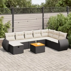 Set de sofás de jardín con cojines 9 pzas ratán sintético negro by , Garden sets - Ref: Foro24-3325857, Price: 528,00 €, Disc...