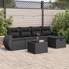 Set de sofás de jardín 6 piezas y cojines ratán sintético negro by , Garden sets - Ref: Foro24-3325571, Price: 378,04 €, Disc...