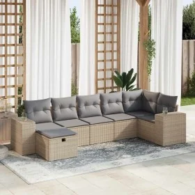 Set sofás de jardín 7 piezas y cojines ratán sintético beige by , Garden sets - Ref: Foro24-3325705, Price: 480,45 €, Discoun...