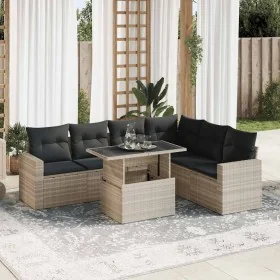 Set de sofás de jardín 7 pzas con cojines ratán PE gris claro von , Gartensets - Ref: Foro24-3326333, Preis: 529,96 €, Rabatt: %