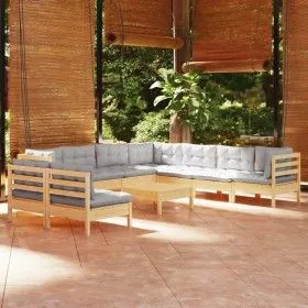 Gartenmöbel-Set 10-teilig und Kissen aus massivem Kiefernholz von vidaXL, Gartensets - Ref: Foro24-3096832, Preis: 789,59 €, ...
