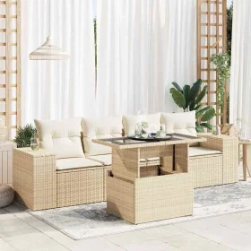 Juego de sofás jardín con cojines 5 pzas ratán sintético beige von , Gartensets - Ref: Foro24-3326719, Preis: 447,53 €, Rabat...