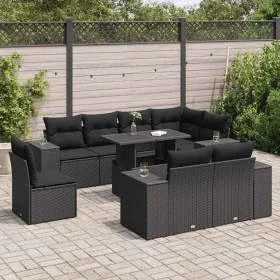 Set de sofás de jardín con cojines 9 pzas ratán sintético negro by , Garden sets - Ref: Foro24-3326816, Price: 685,24 €, Disc...