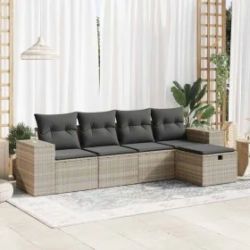 Set de sofás jardín y cojines 5 pzas ratán sintético gris claro by , Garden sets - Ref: Foro24-3325668, Price: 351,72 €, Disc...