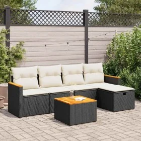 Set de sofás de jardín 6 piezas y cojines ratán sintético negro von , Gartensets - Ref: Foro24-3325906, Preis: 331,96 €, Raba...