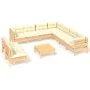Gartenmöbel 10 Stück und Kissen aus massivem cremefarbenem Kiefernholz von vidaXL, Gartensets - Ref: Foro24-3096833, Preis: 8...