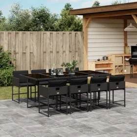 Set de comedor de jardín 9 pzas y cojines ratán sintético negro by , Garden sets - Ref: Foro24-3211279, Price: 573,64 €, Disc...