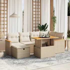 Set sofás de jardín 7 piezas y cojines ratán sintético beige by , Garden sets - Ref: Foro24-3276040, Price: 527,81 €, Discoun...