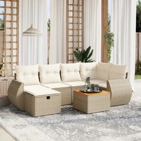 Set sofás de jardín 7 piezas y cojines ratán sintético beige by , Garden sets - Ref: Foro24-3265062, Price: 532,02 €, Discoun...