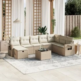 Set de sofás de jardín 9 pzas con cojines ratán sintético beige by , Garden sets - Ref: Foro24-3263904, Price: 611,50 €, Disc...