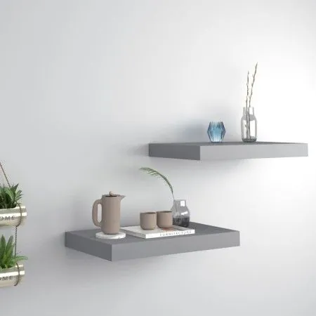 Floating wall shelves 2 pcs MDF gray 40x23x3.8 cm by vidaXL, Shelves and shelves - Ref: Foro24-323848, Price: 28,81 €, Discou...