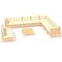 Muebles de jardín 11 pzas y cojines madera maciza de pino crema de vidaXL, Conjuntos de jardín - Ref: Foro24-3096845, Precio:...