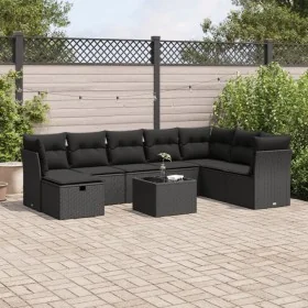 Set de sofás de jardín con cojines 9 pzas ratán sintético negro by , Garden sets - Ref: Foro24-3325341, Price: 557,27 €, Disc...