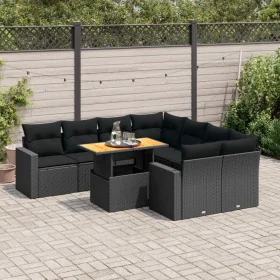 Set de sofás de jardín con cojines 9 pzas ratán sintético negro von , Gartensets - Ref: Foro24-3327016, Preis: 636,54 €, Raba...