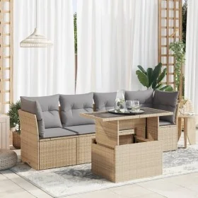 Juego de sofás jardín con cojines 5 pzas ratán sintético beige von , Gartensets - Ref: Foro24-3326090, Preis: 352,42 €, Rabat...