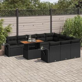 Set de sofás de jardín 11 pzas y cojines ratán sintético negro by , Garden sets - Ref: Foro24-3327198, Price: 823,19 €, Disco...