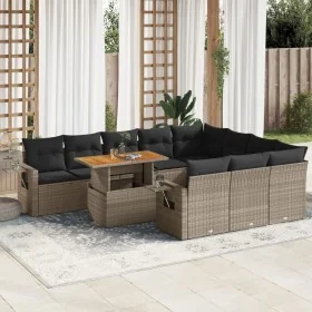 Set de sofás de jardín 11 pzas y cojines ratán sintético gris by , Garden sets - Ref: Foro24-3327203, Price: 759,83 €, Discou...