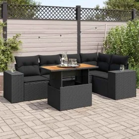 Set de sofás de jardín 6 piezas y cojines ratán sintético negro by , Garden sets - Ref: Foro24-3327373, Price: 458,75 €, Disc...