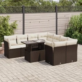 Set de sofás de jardín 9 pzas y cojines ratán sintético marrón by , Garden sets - Ref: Foro24-3326134, Price: 659,33 €, Disco...
