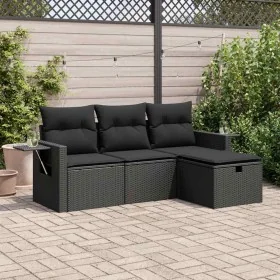 Juego de sofás jardín 4 pzas con cojines ratán sintético negro by , Garden sets - Ref: Foro24-3325451, Price: 304,28 €, Disco...