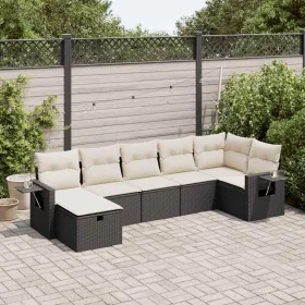 Set de sofás de jardín 7 pzas con cojines ratán sintético negro by , Garden sets - Ref: Foro24-3325502, Price: 421,78 €, Disc...