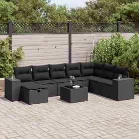 Set de sofás de jardín con cojines 9 pzas ratán sintético negro von , Gartensets - Ref: Foro24-3325741, Preis: 566,56 €, Raba...