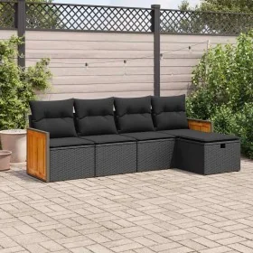 Set de muebles de jardín 5 pzas y cojines ratán sintético negro by , Garden sets - Ref: Foro24-3326010, Price: 320,03 €, Disc...